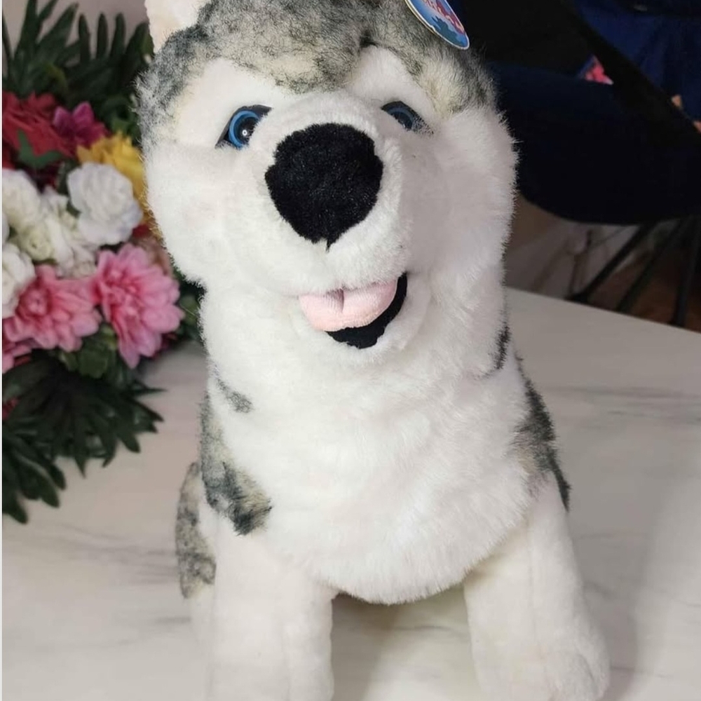 Vintage Rare Husky Dog Plush Toy (1999) By Plushland New With Tags, Pet Lovers